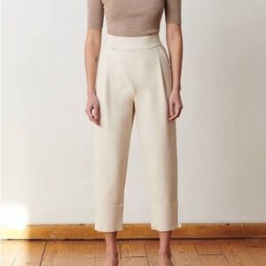Aday Sz XS Portefolio Off White Tailored High Waisted Travel Trousers Pants